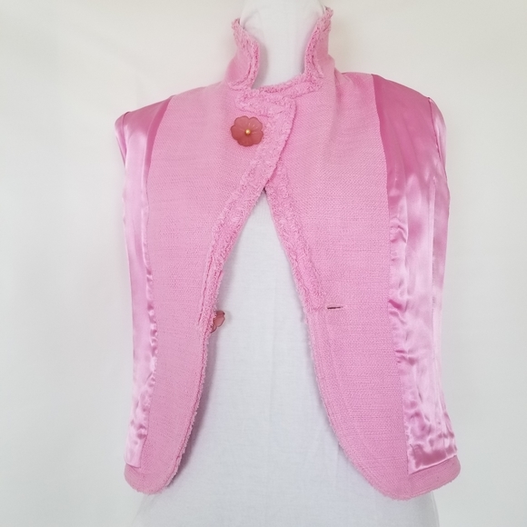 ✅911A NWOT Classiques Entier Pink Fringe Jacket PS - Picture 9 of 16